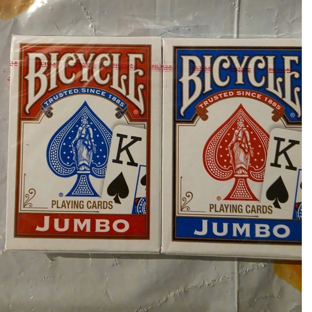 Bicycle Jumbo Face Playing Cards 2 Deck Set Red and Blue Standard Size New
